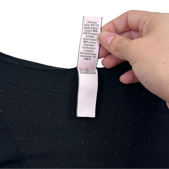 Victoria’s Secret Oversized Black Top with Sheer Black Polka Dot Panels - Large - Picture 5 of 6